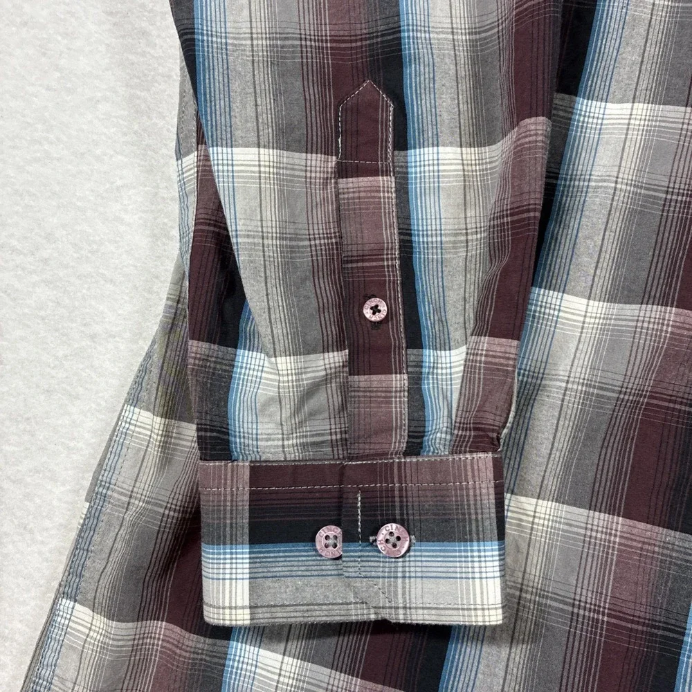 Cinch Shirt Mens Large Blue Red Plaid Button Down Long Sleeve Western Casual - Picture 3 of 10